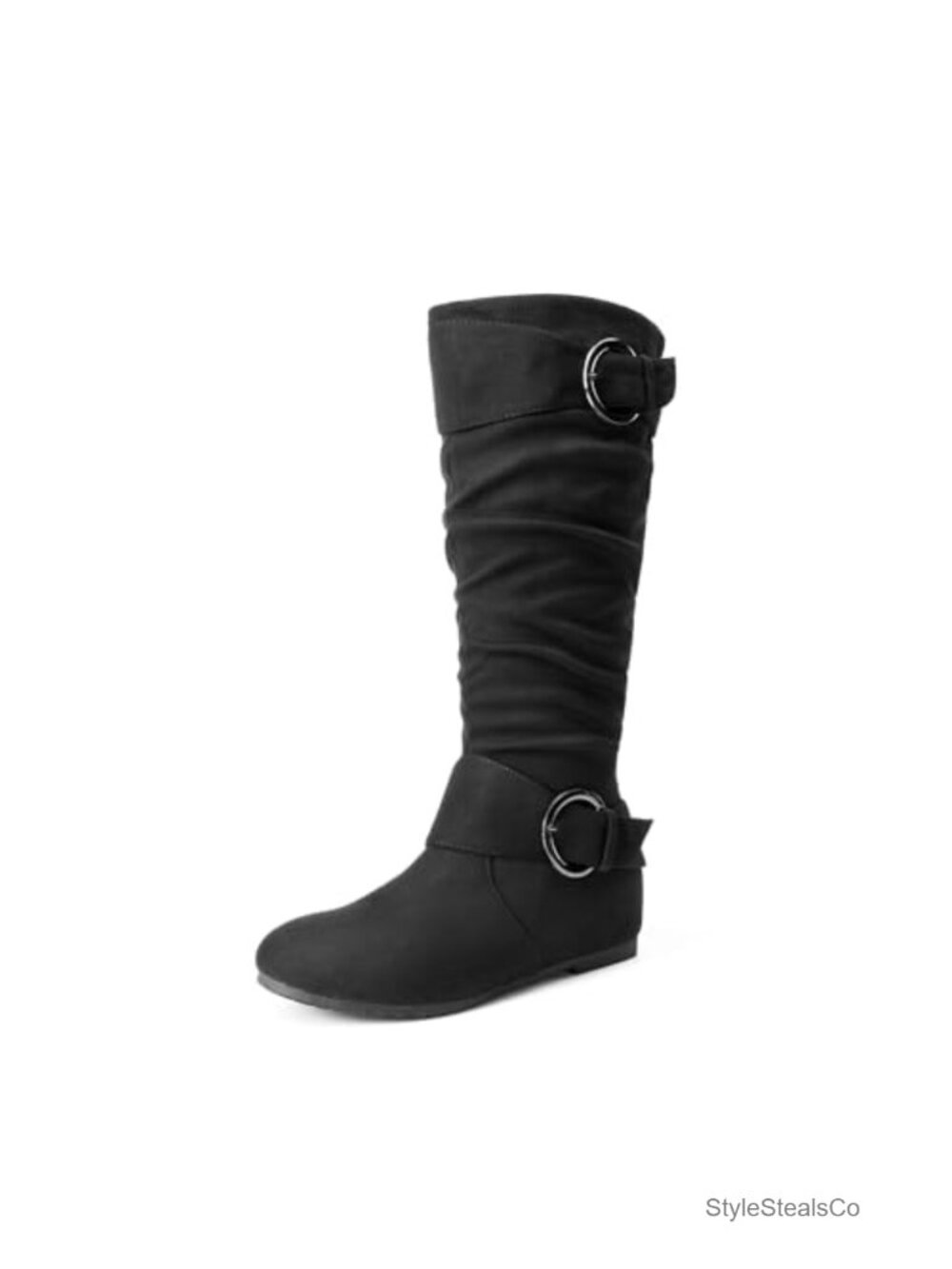 Women's Wide Calf Knee High Wedge Boots Faux Suede Faux Fur Lined